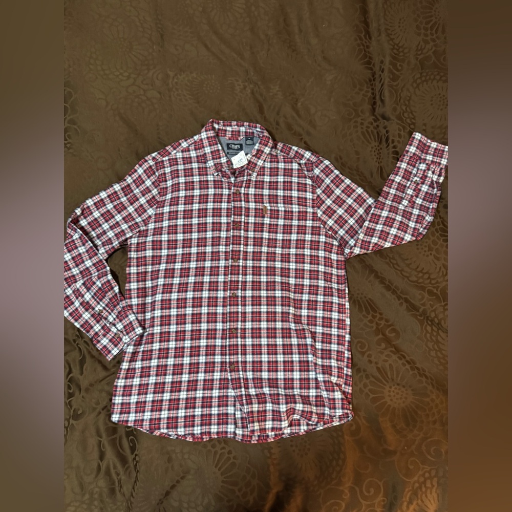 Men’s Chaps Red Plaid Flannel Men's Shirt XL NWT
